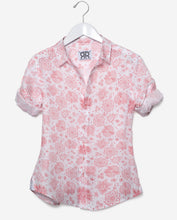 Tailored - Red Print on White Linen
