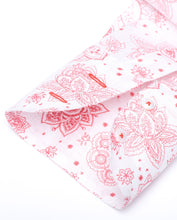 Tailored - Red Print on White Linen